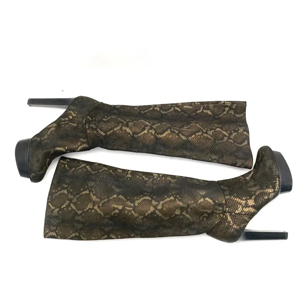 Pelle Moda Snake Leather Platform Boots Womens‎ 8.5 M Over the Knee